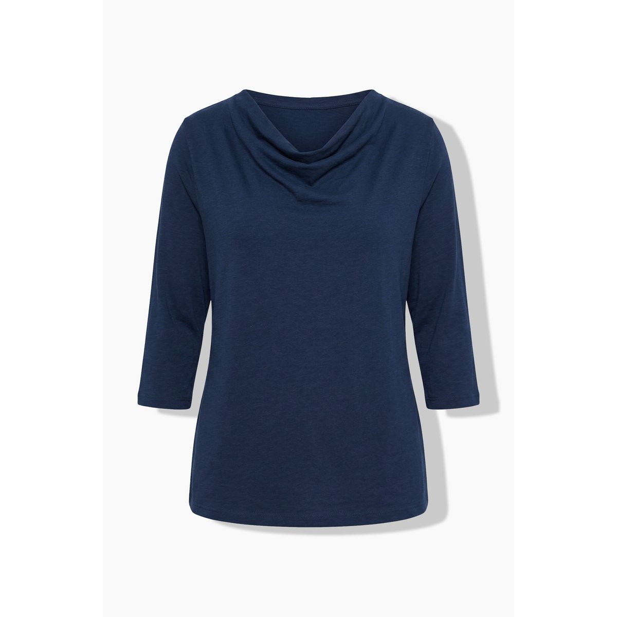 T-shirt col bénitier, manches 3/4, coton bio marine, ULLA POPKEN