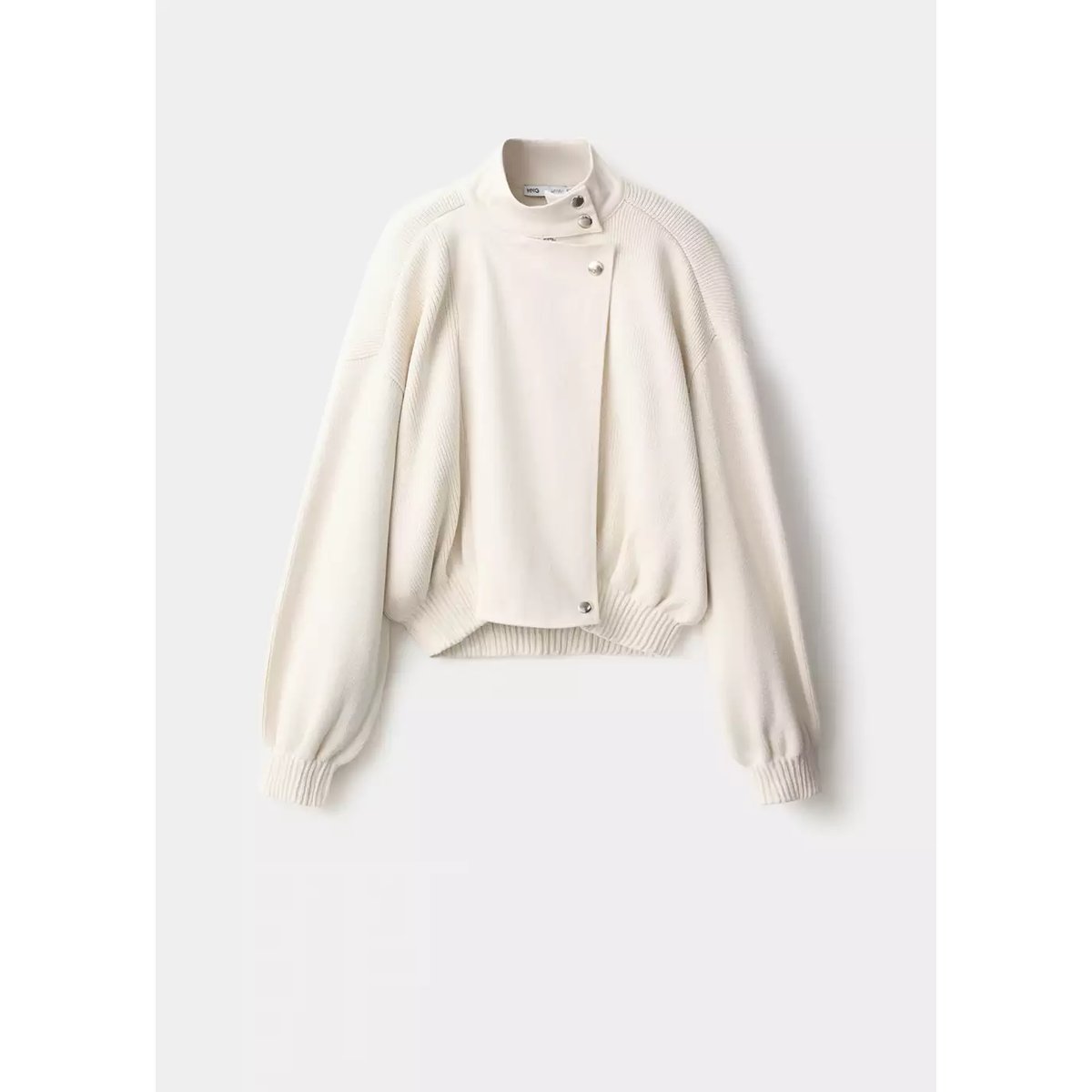 Veste bomber maille écru, MANGO