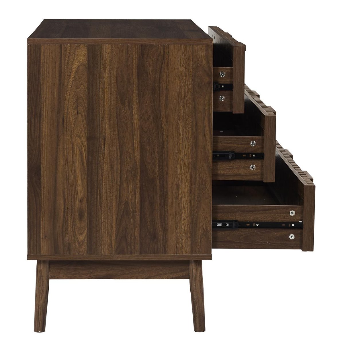 Commode 3 tiroirs effet bois foncé SAULK marron, THE HOME DECO FACTORY