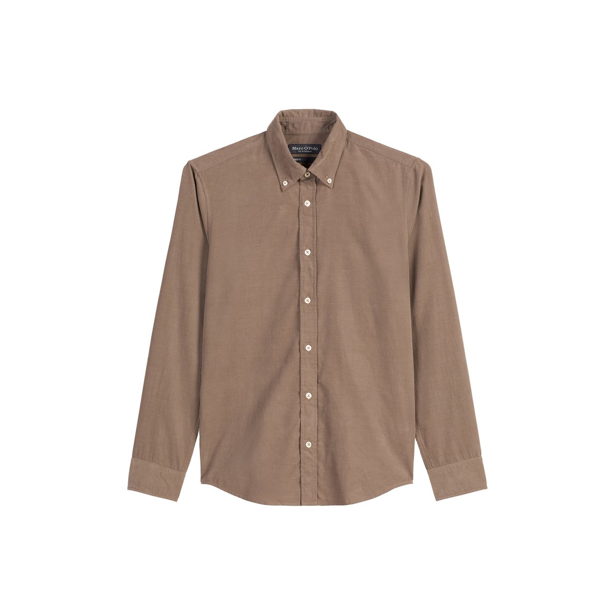Chemise en velours côtelé shaped en pur coton bio marron, MARC O'POLO