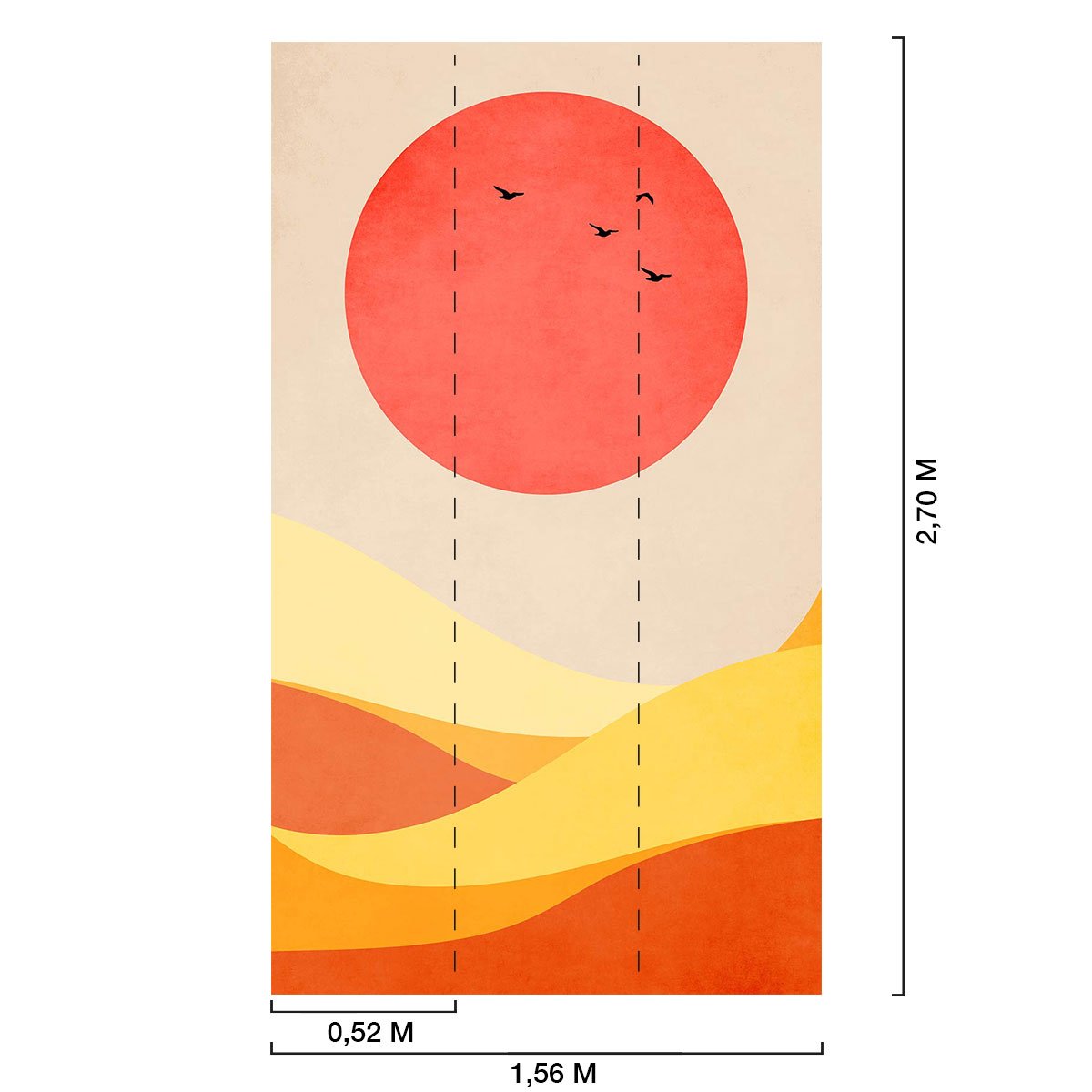 Papier peint colline au soleil intissé, HEXOA