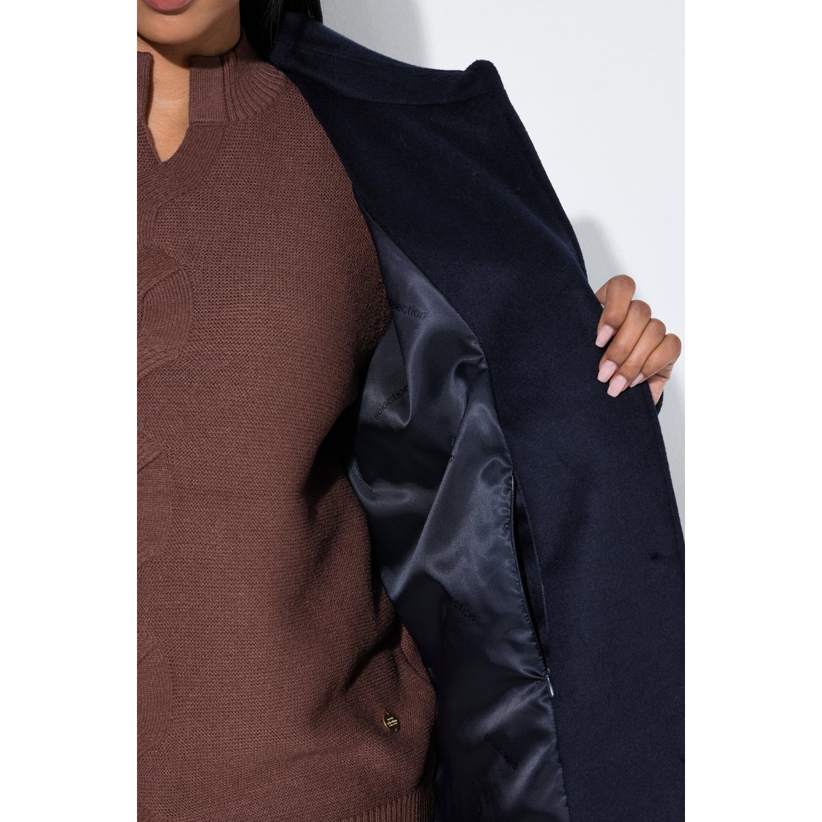Manteau en laine, col chemise marine foncé, ULLA POPKEN