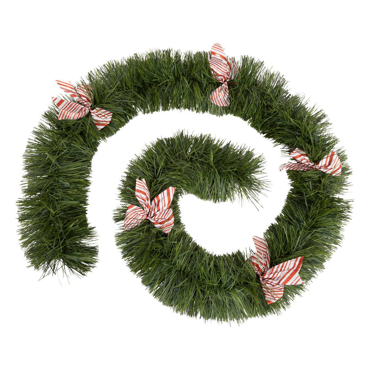 Guirlande boa nœuds roses 20 cm x 2,7m plis vert vert, FEERIC LIGHTS & CHRISTMAS