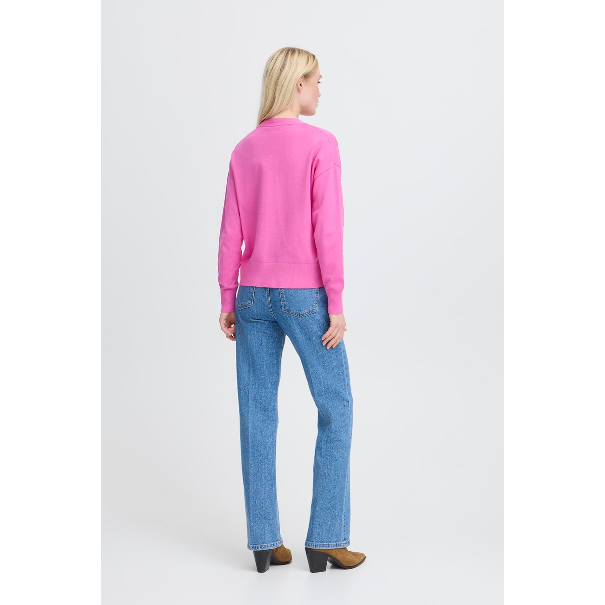 Long sleeved knit cardigan rose phlox pink, B.YOUNG