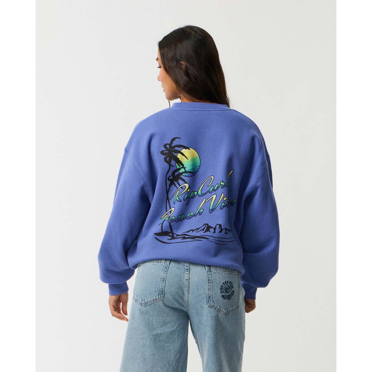 Sweat col rond BEACH VIBE HERITAGE mid blue, RIP CURL