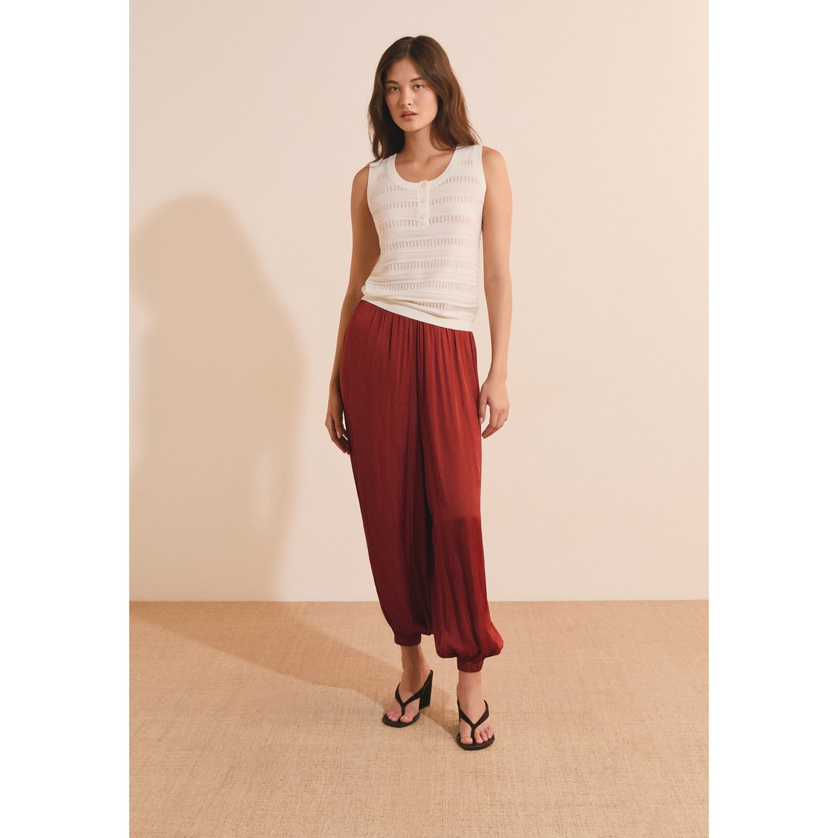 Top en maille ajourée SARA PULL perle, ETAM