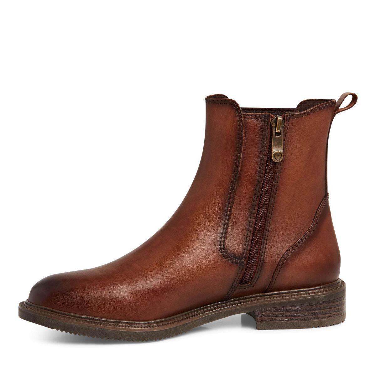 Bottine Chelsea en cuir marron cognac, MARCO TOZZI