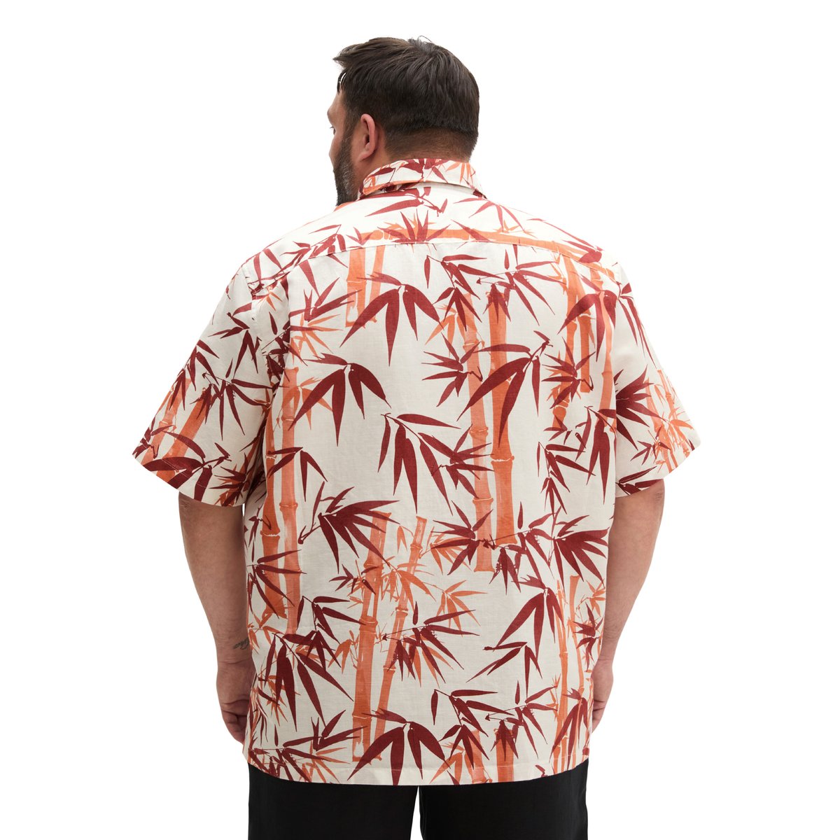 Chemise à manches courtes regular en lin et en coton bio rouge, MARC O'POLO