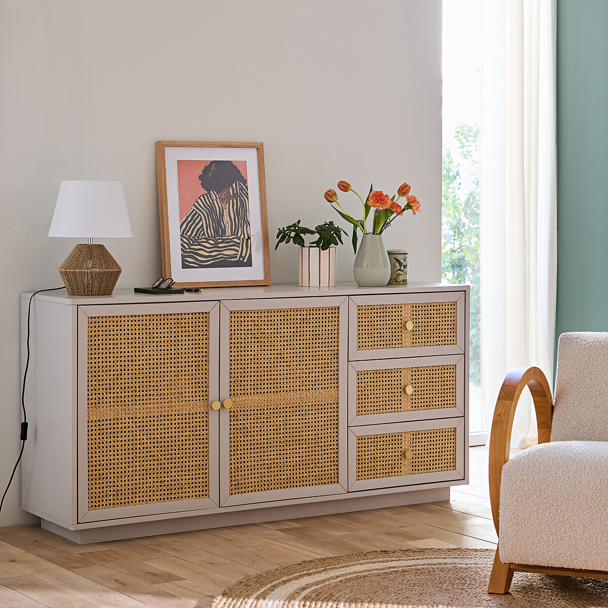 Tischlampe Yaku, Hanf und Leinen natur, LA REDOUTE INTERIEURS