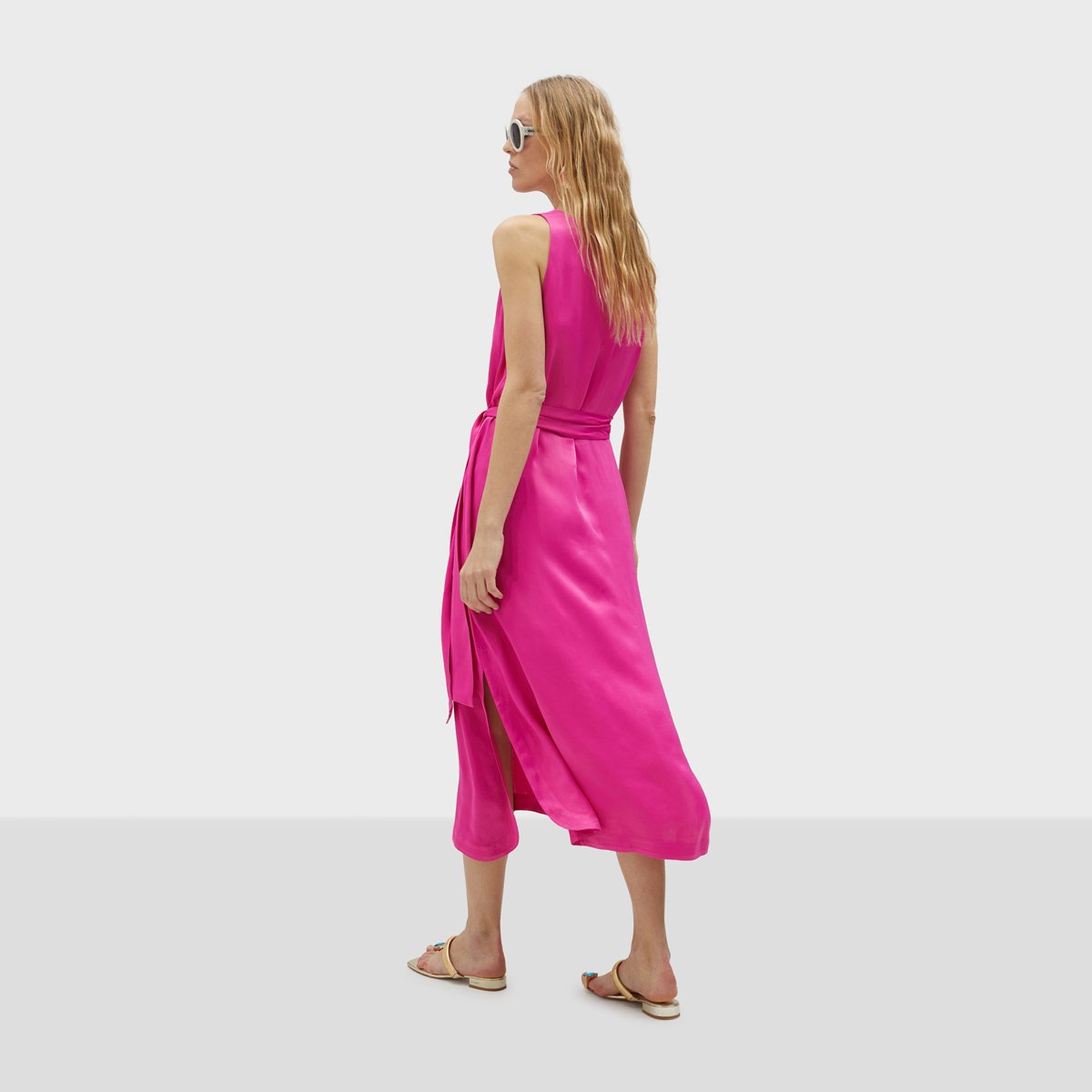 Robe longue sans manches en col V fushia, LOLA CASADEMUNT
