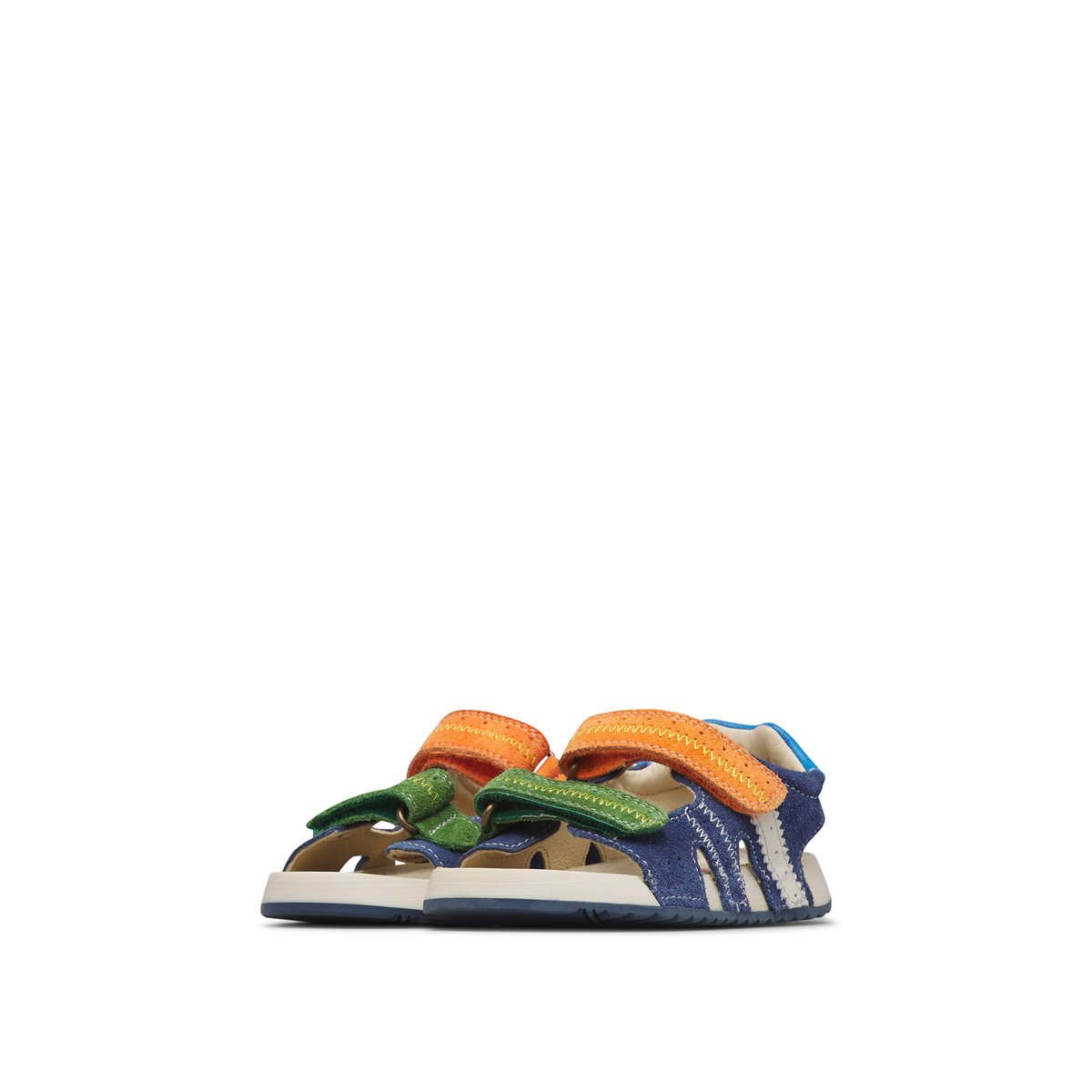 Sandales en velours SIHUR. marine-orange, NATURINO
