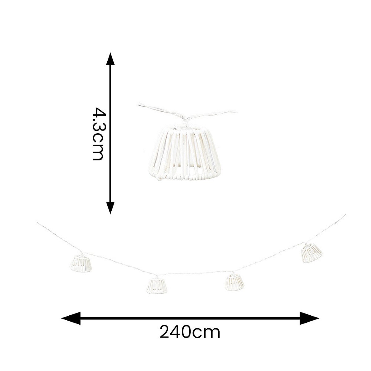 10 x Outdoor Rope Basket Garden String Lights - Battery Operated white, SO'HOME