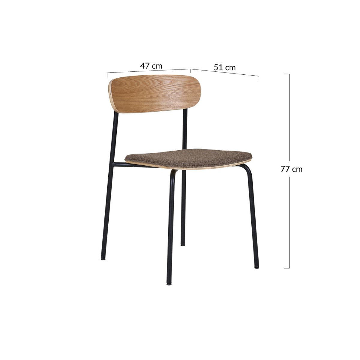 Lot de 2 chaises en bois de frêne, ZOE marron, BEST MOBILIER
