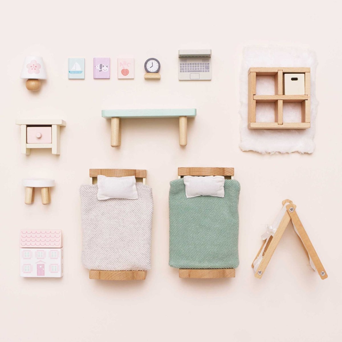 Chambre des enfants pour maison de poupée beige, vert, rsoe, LE TOY VAN