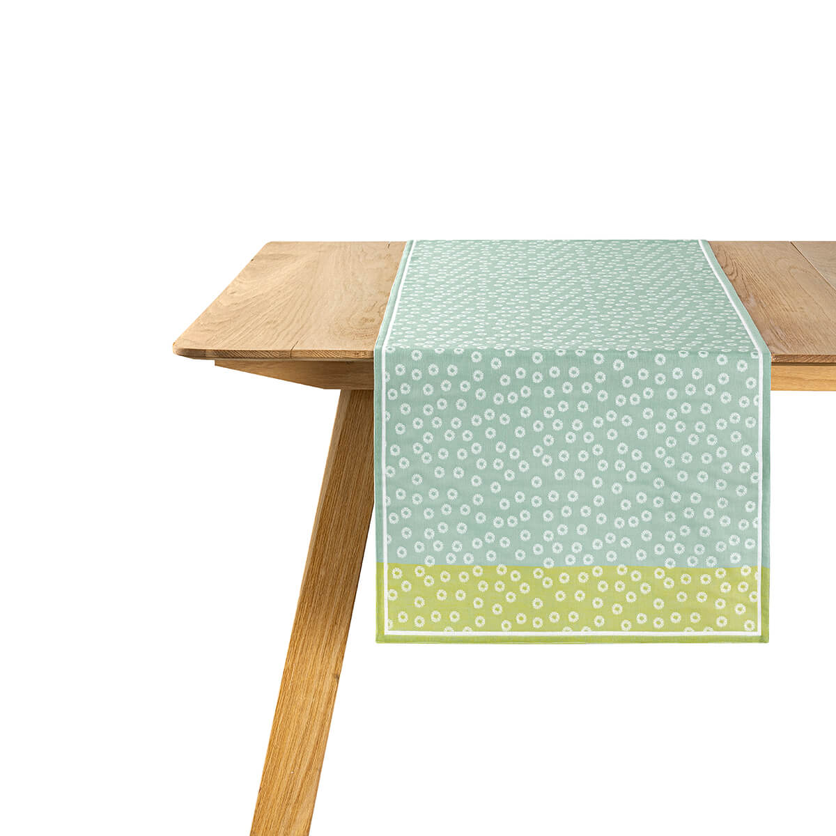 Chemin de table en Coton, WAGARA céladon, LE JACQUARD FRANCAIS
