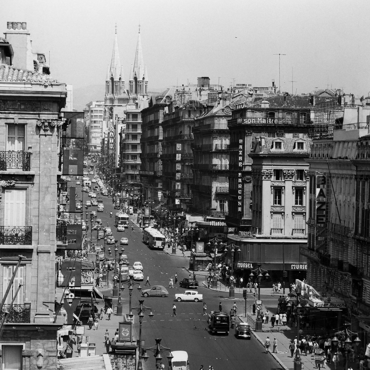 Photo vintage de Marseille - La Canebiere tableau alu dibond, HEXOA