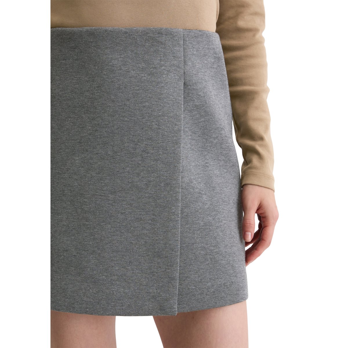Mini-jupe en jersey regular en mélange de coton bio gris, MARC O'POLO