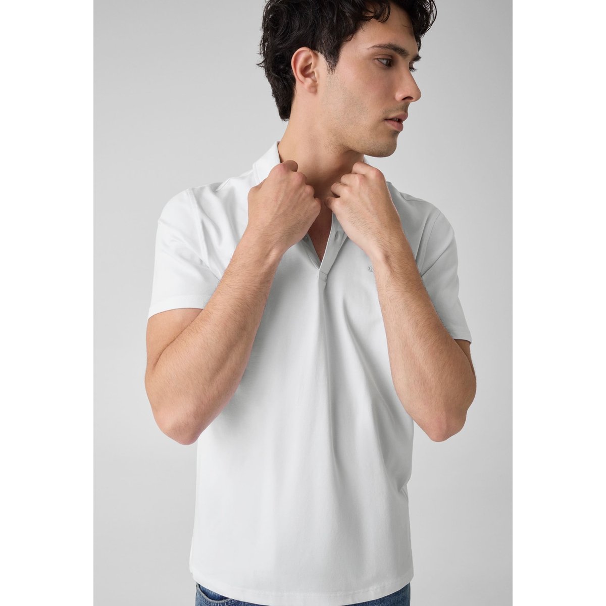 Polo Avec Logo Brodé blanc, GUESS