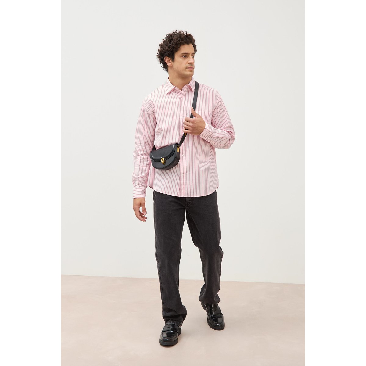 Chemise boyfriend en coton rose, BONOBO