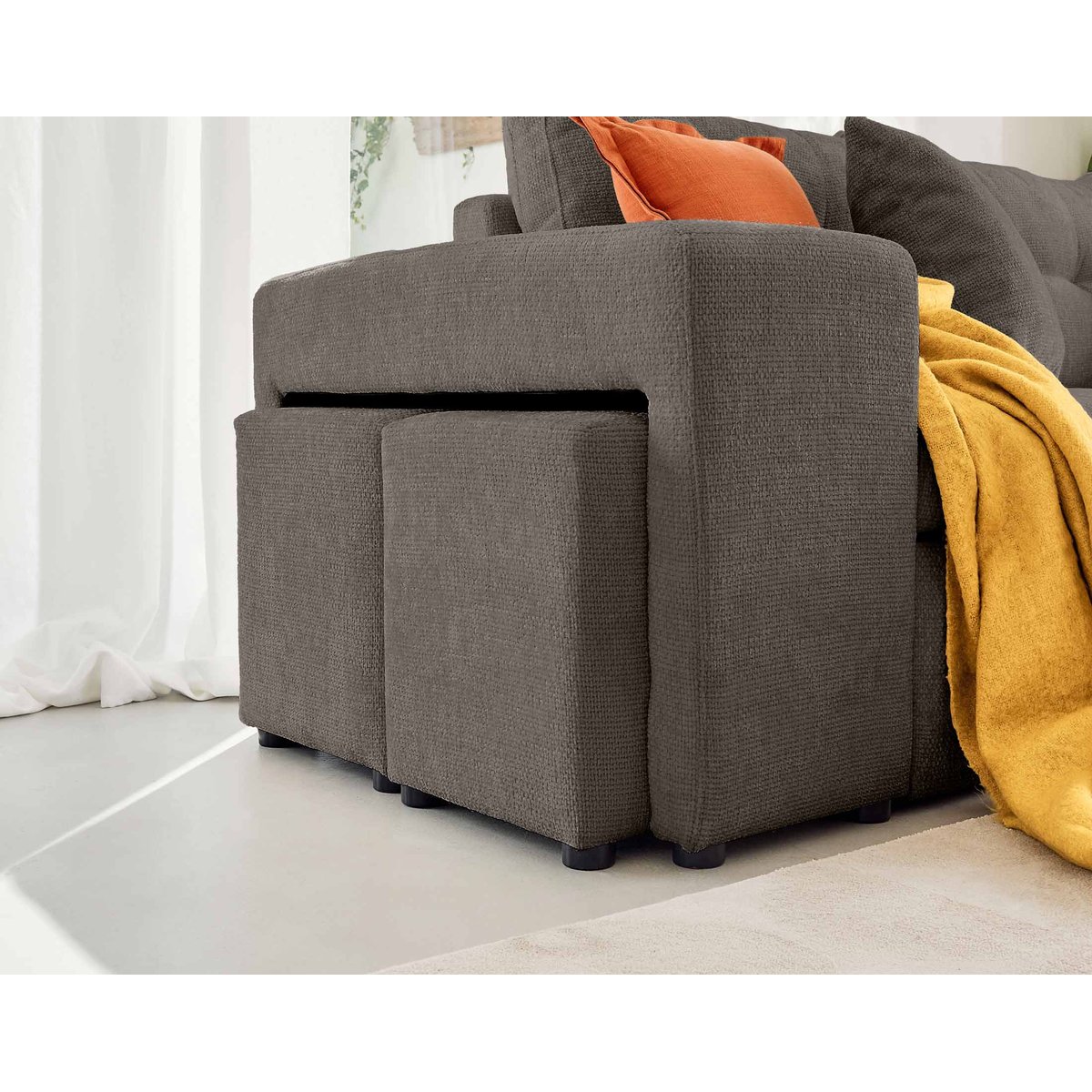 Canapé d'Angle Convertible 4 places - CALIFORNIA gris, BEST MOBILIER
