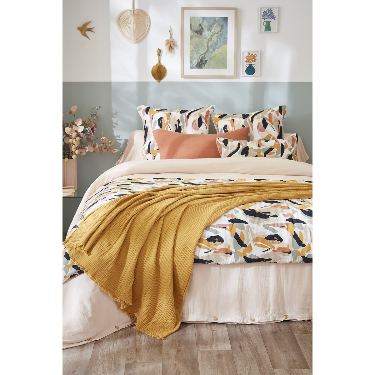 Bout de lit en gaze de coton imprimée JULIA  Confort et style multicolore, EDEN