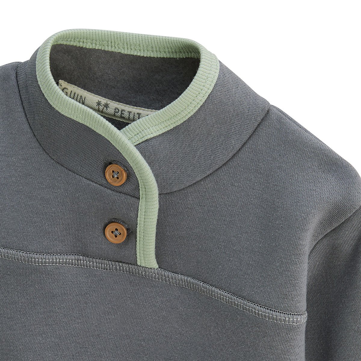 Sweat-shirt enfant en molleton ultra chaud Boavista gris, PETIT BEGUIN