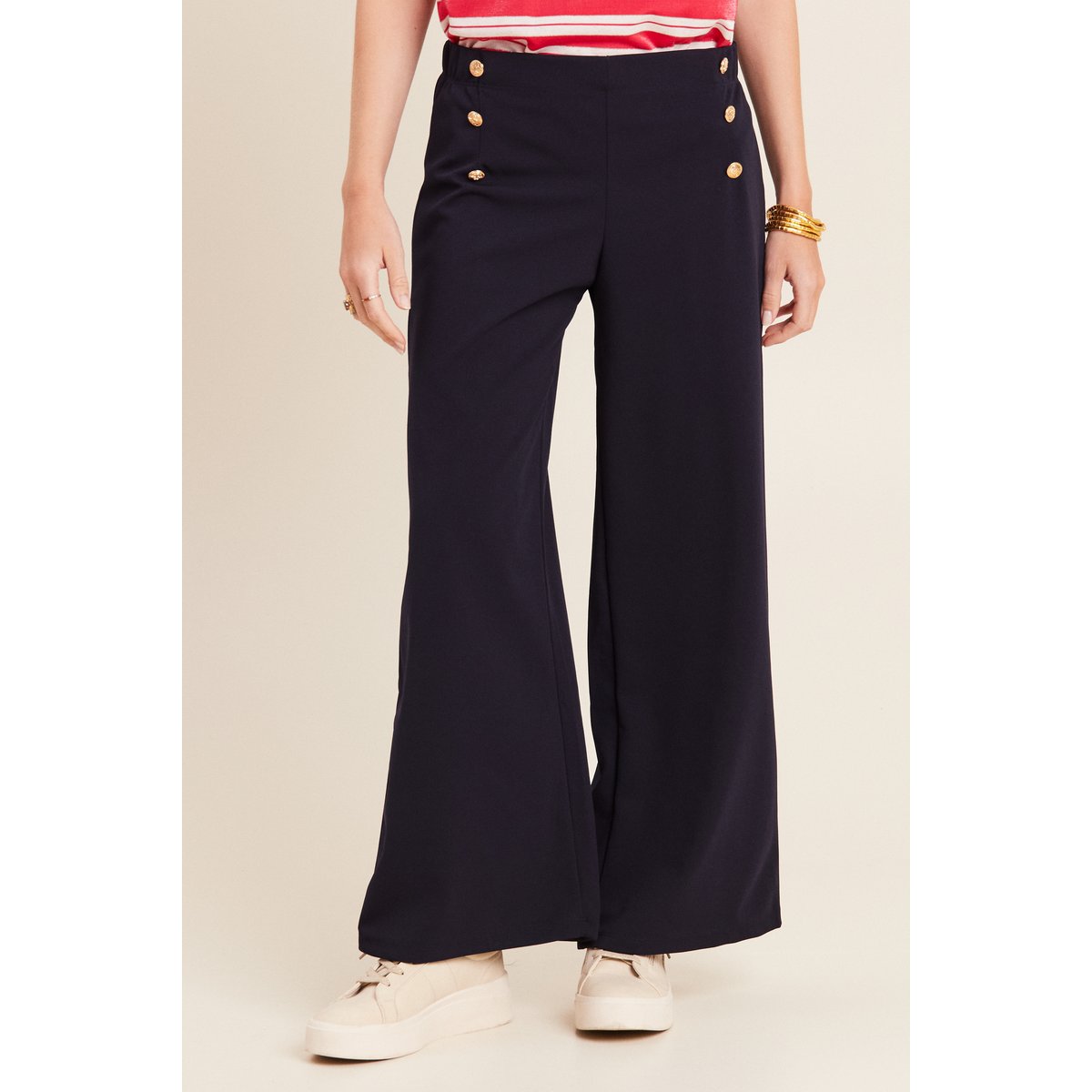 Pantalon large à pont bleu foncé, BREAL