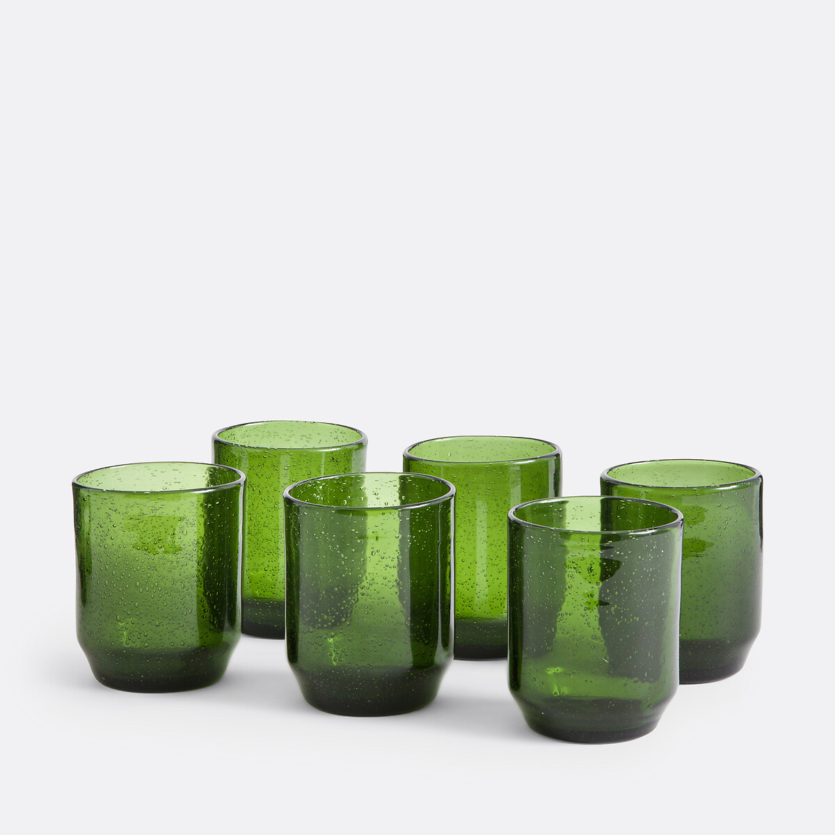 Set of 6 Faraji Tumblers in Bubble Glass bottle green, LA REDOUTE INTERIEURS