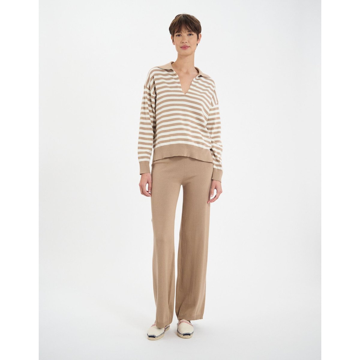 Robe Teo motifs feuilles de chêne beige ecru, INES DE LA FRESSANGE PARIS