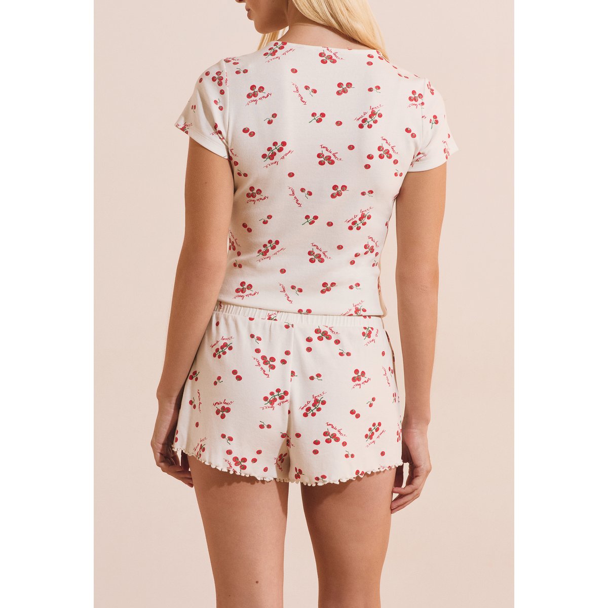Short de pyjama en coton à motifs tomates TIGE blanc, ETAM
