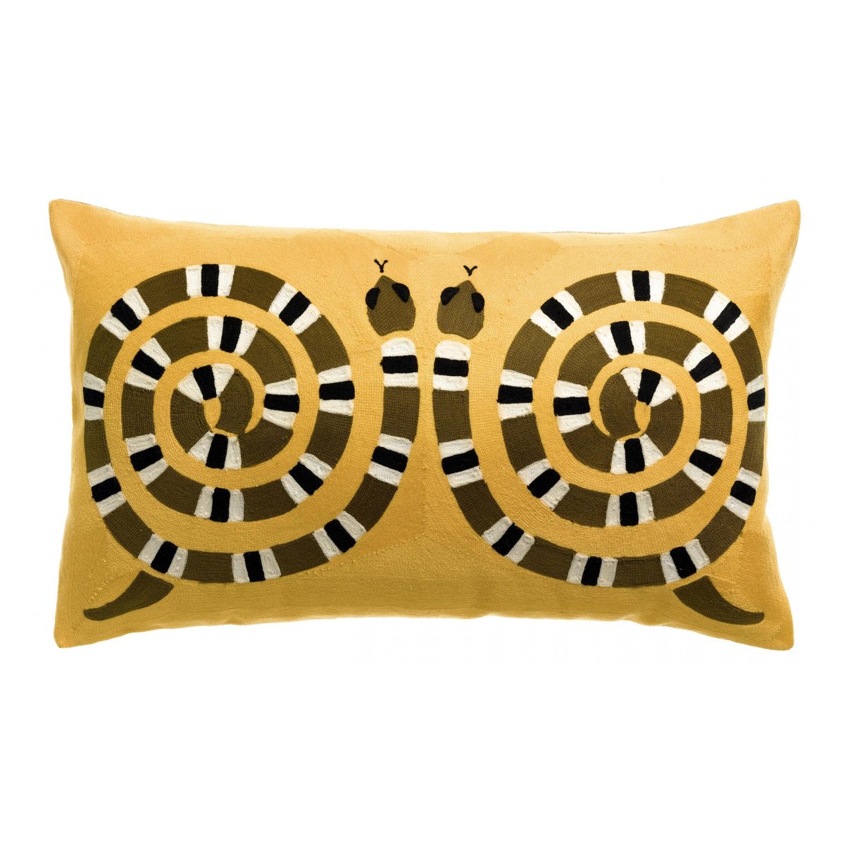 Coussin brodé Yoka mangue, VIVARAISE