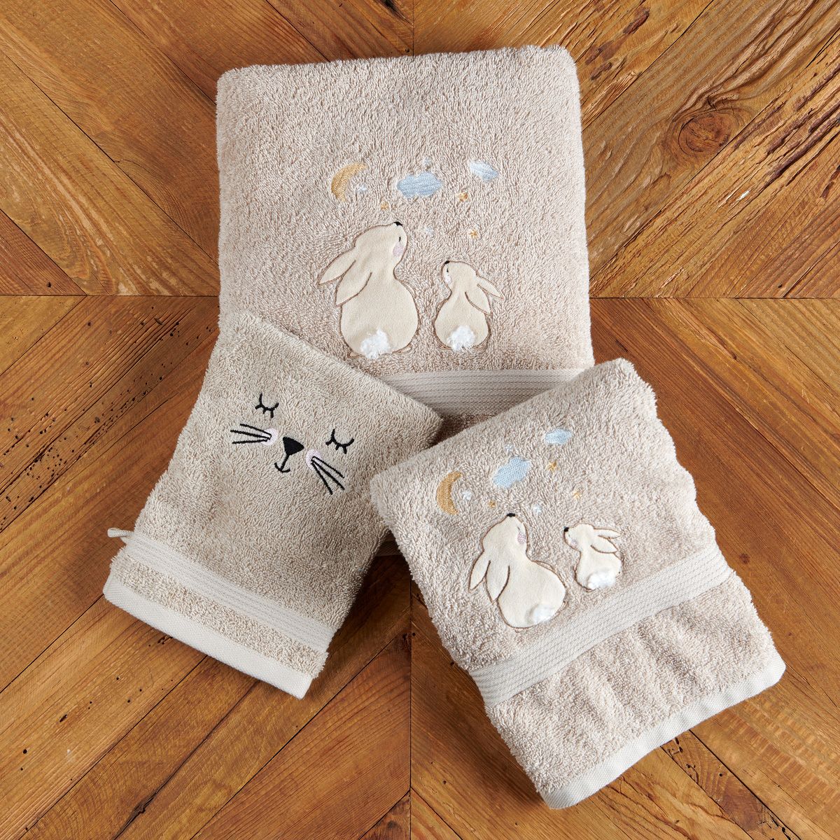 Drap de bain en Coton 450g/m² - DOUX LAPINOU blanc, TRADITION DES VOSGES