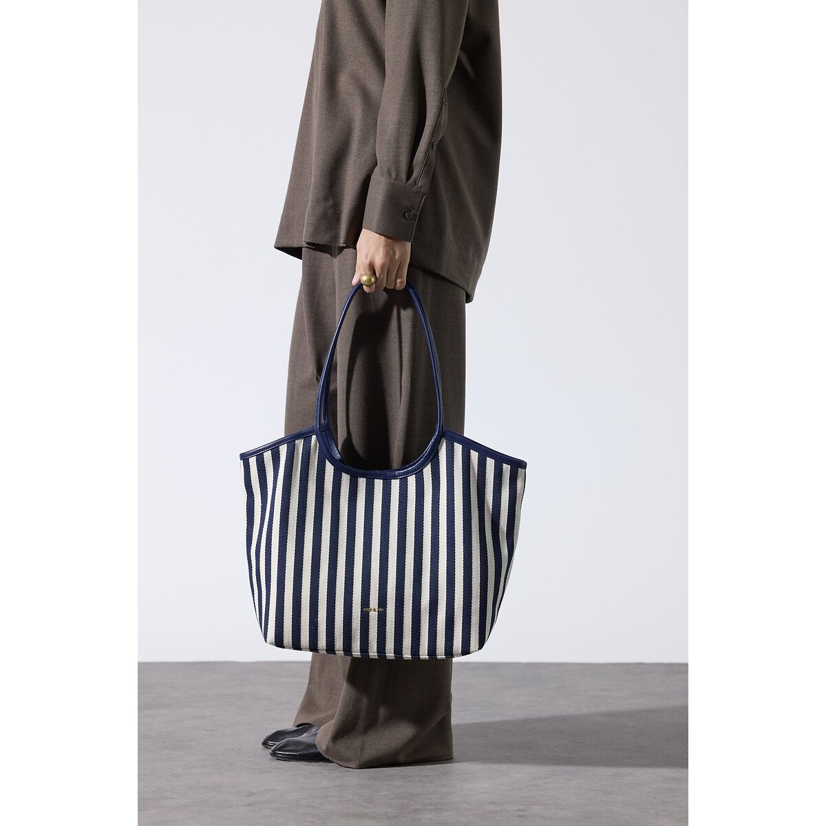 Sac cabas en toile rayée, MILAN rayé marine, NAT & NIN