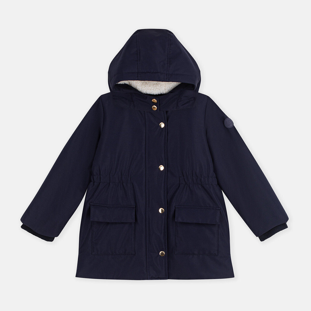 Parka di media lunghezza con cappuccio, in tinta unita blu marino, PETIT BATEAU