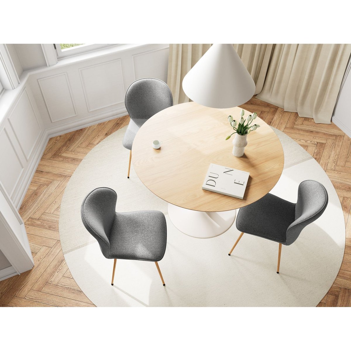Lot de 2 chaises de salle à manger en tissu et acier LINA gris, TOILINUX
