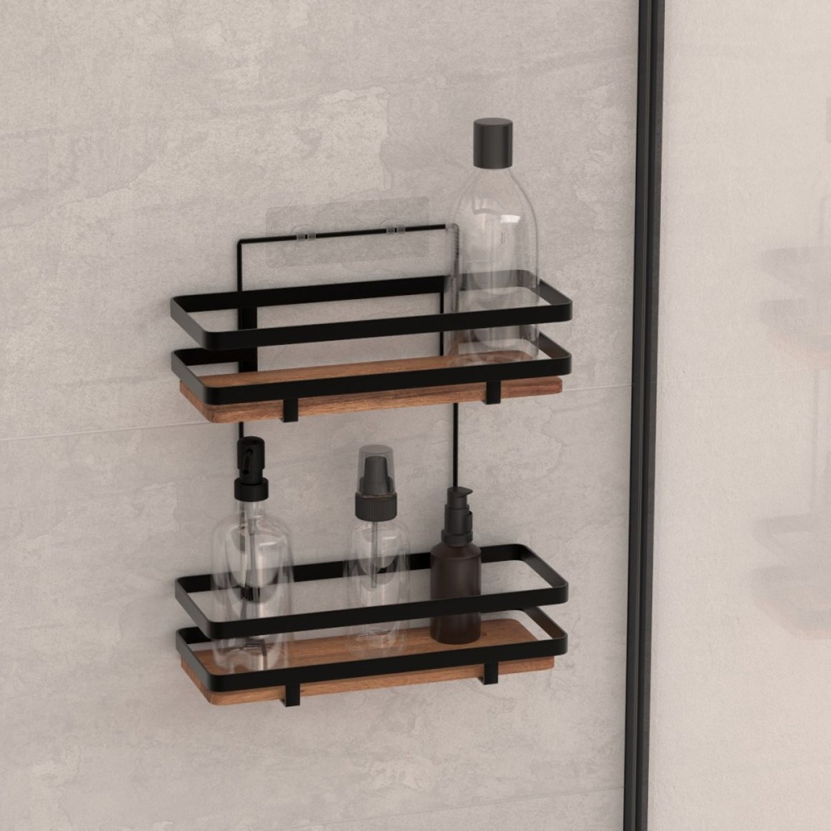 Serviteur de salle de bain 2 niveaux noir, ATMOSPHERA