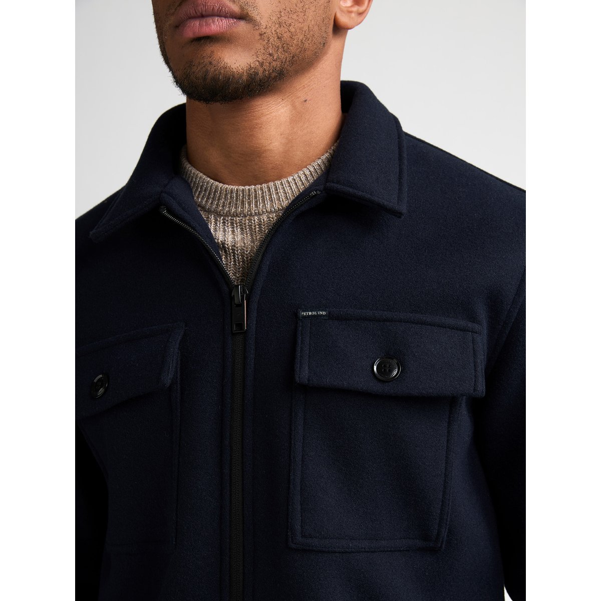 Surchemise zippée effet laine millmark bleu royal navy, PETROL INDUSTRIES