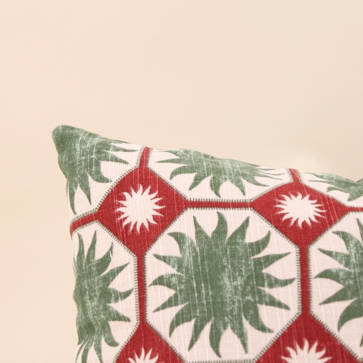 Coussin en coton imprimé soleil 30x50cm vert, ORNAMI