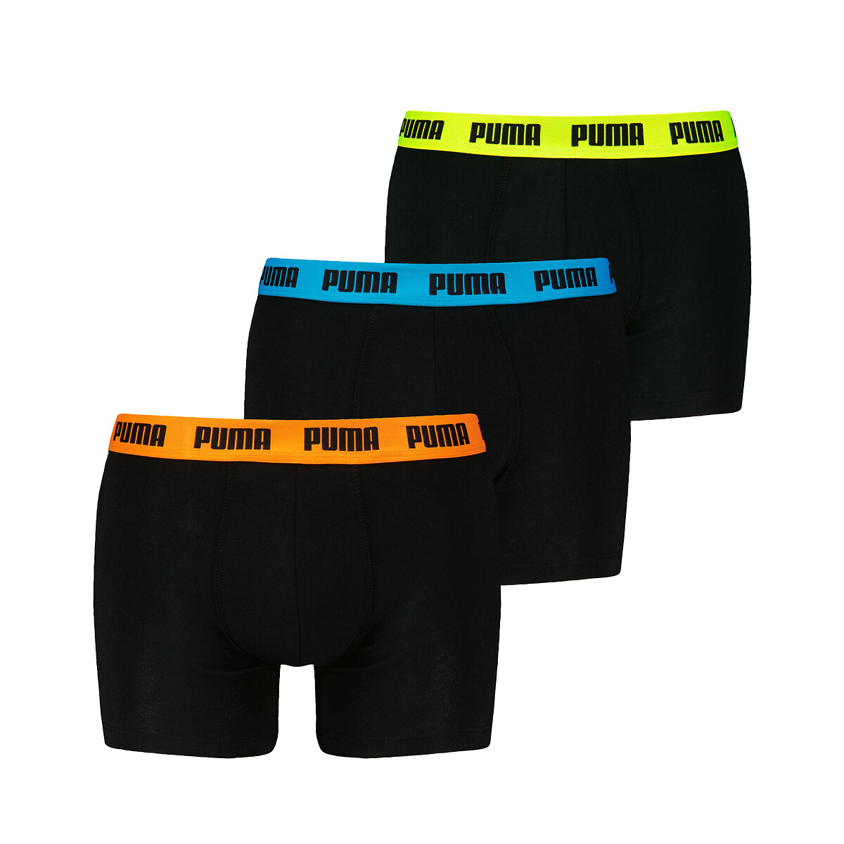 Lot de 3 boxers Everyday ceinture turquoise+orange+jaune, PUMA