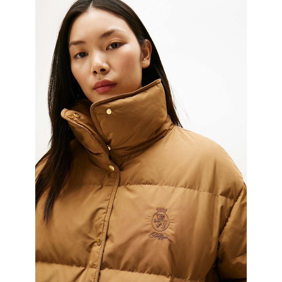 Short Padded Jacket with High Neck light brown, TOMMY HILFIGER