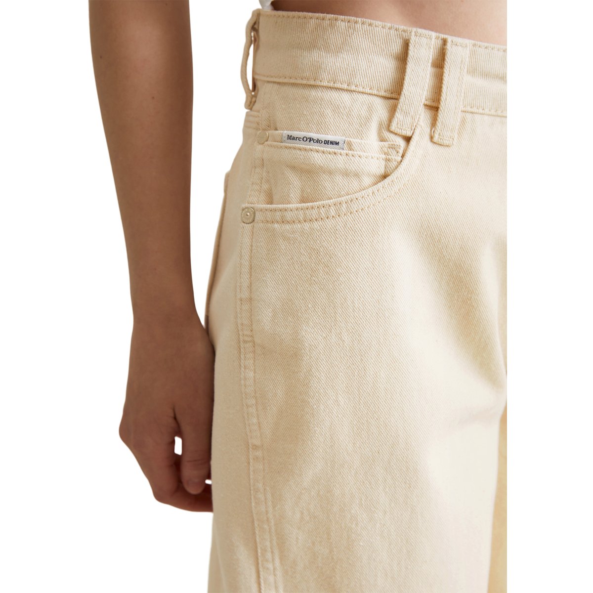 Bermuda modèle Jonnda relaxed en denim rigide sans élasthanne blanc, MARC O’POLO DENIM