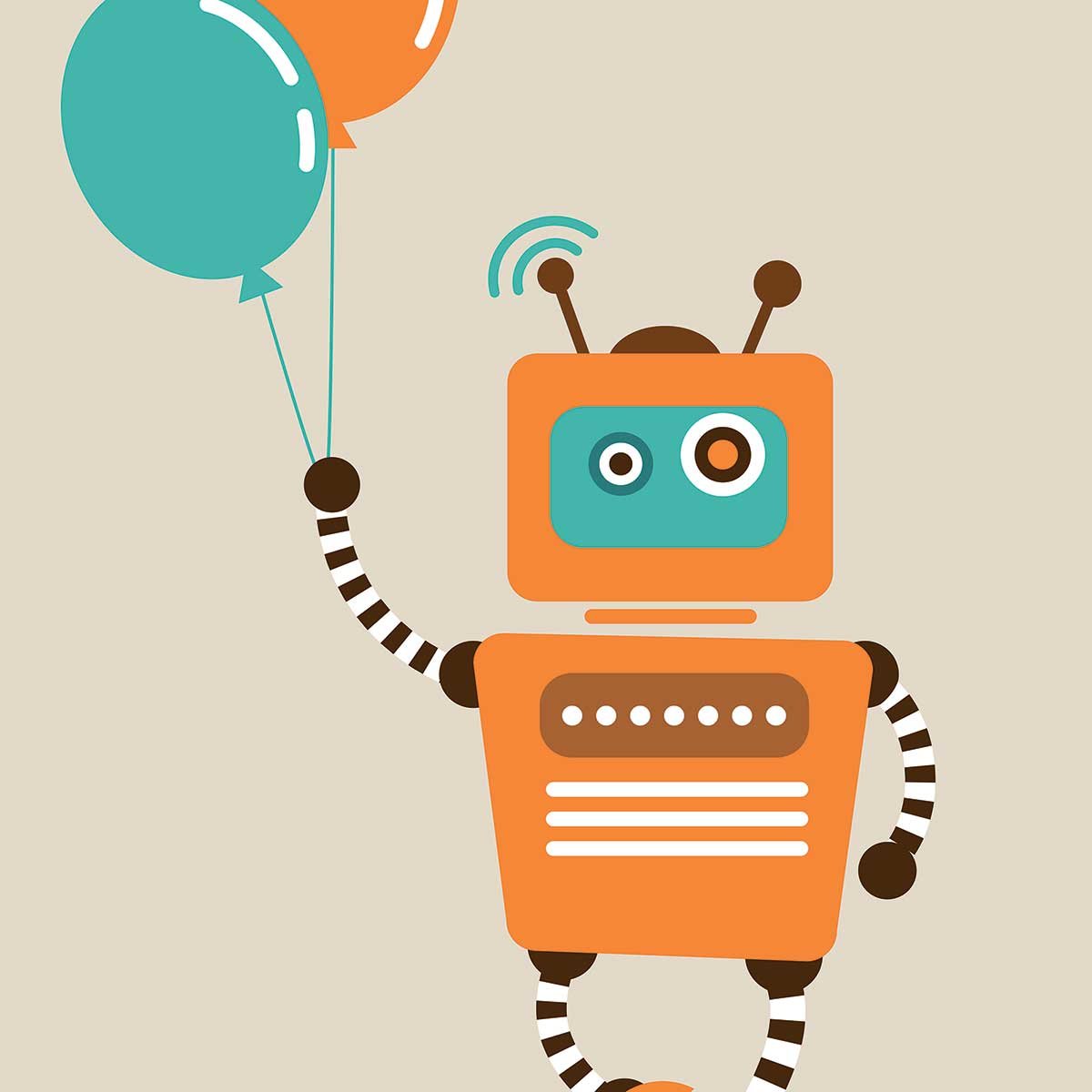 Affiche robot aux ballons affiche + cadre en bois - noir, HEXOA