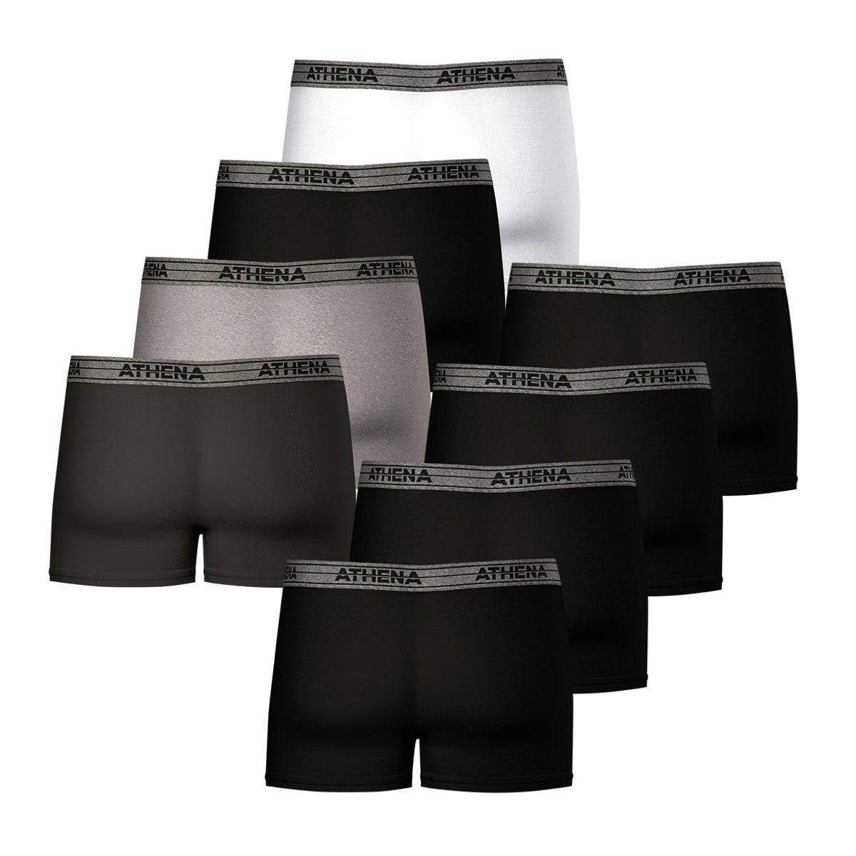 Boxers, lot de 8, ecopack gris/noir/blanc, ATHENA