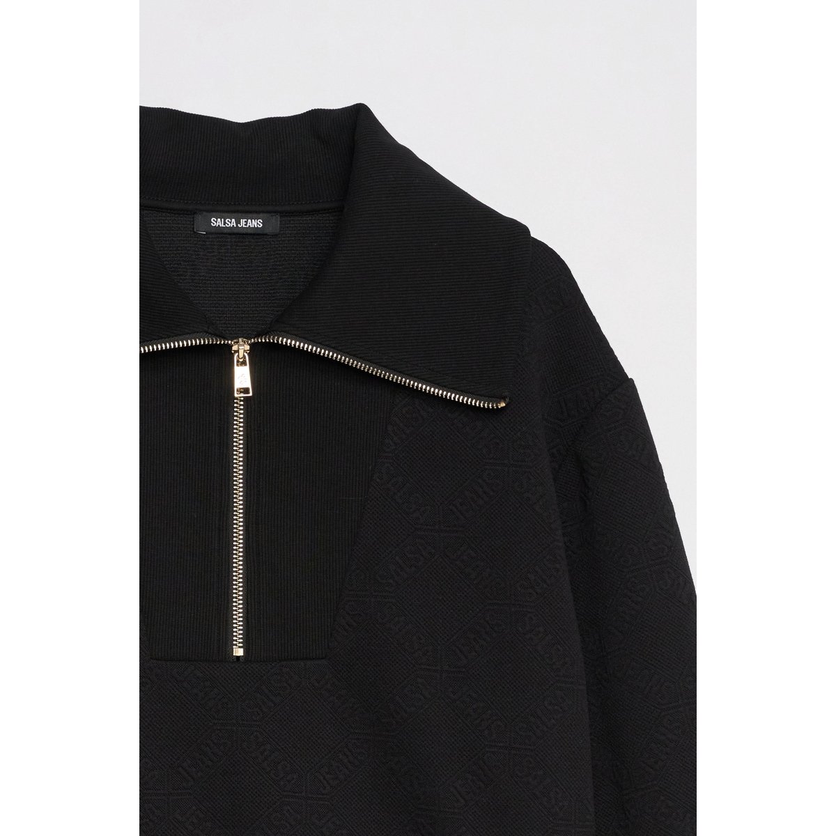 SWEATSHIRT EN JACQUARD ZIPPÉ noir, SALSA JEANS