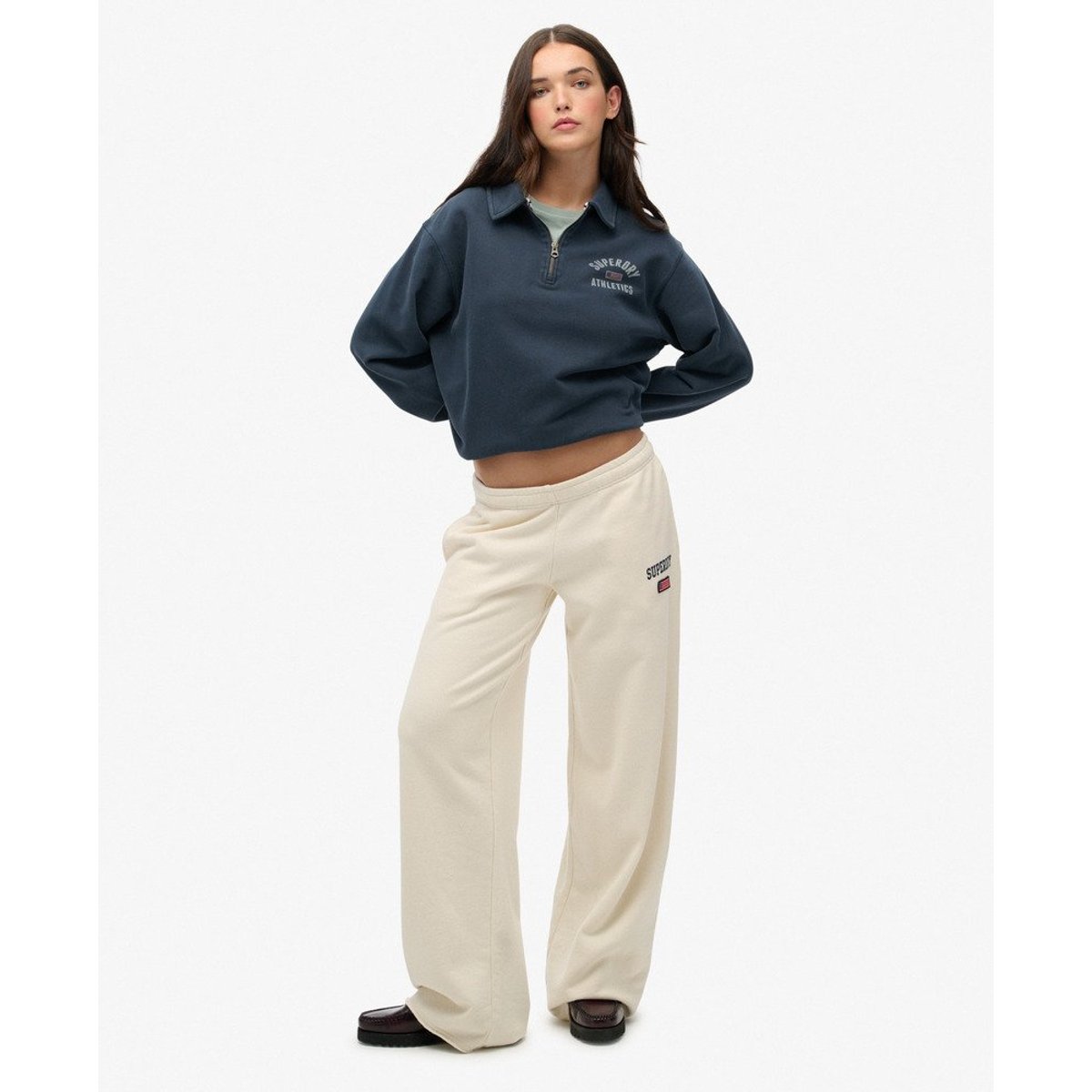 Athletic Pull Col Zippé Mi-Hauteur bleu marine éclipse, SUPERDRY