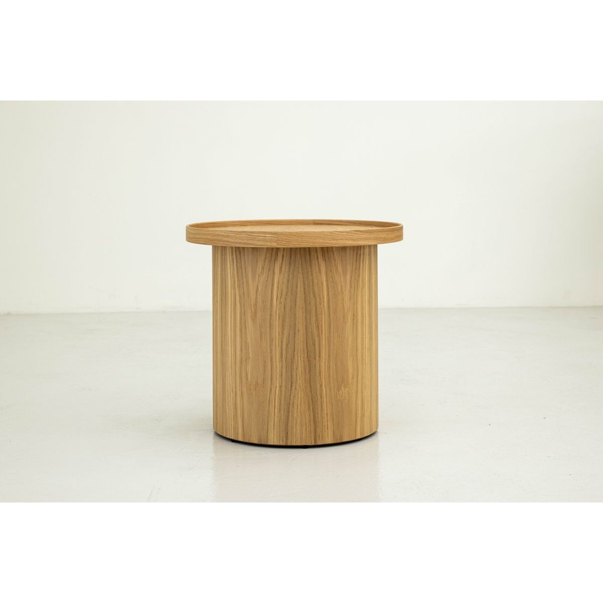 Table basse ronde en placage, CASTELLANE marron clair, BOBOCHIC