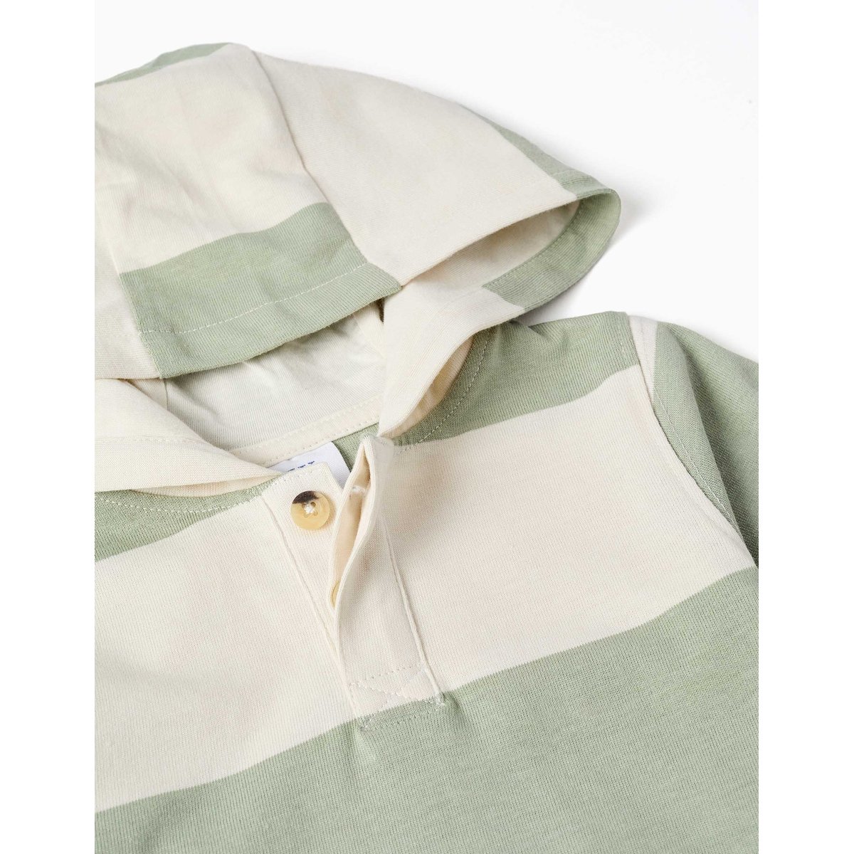 Sweat en coton avec capuche et à rayures vert clair, ZIPPY