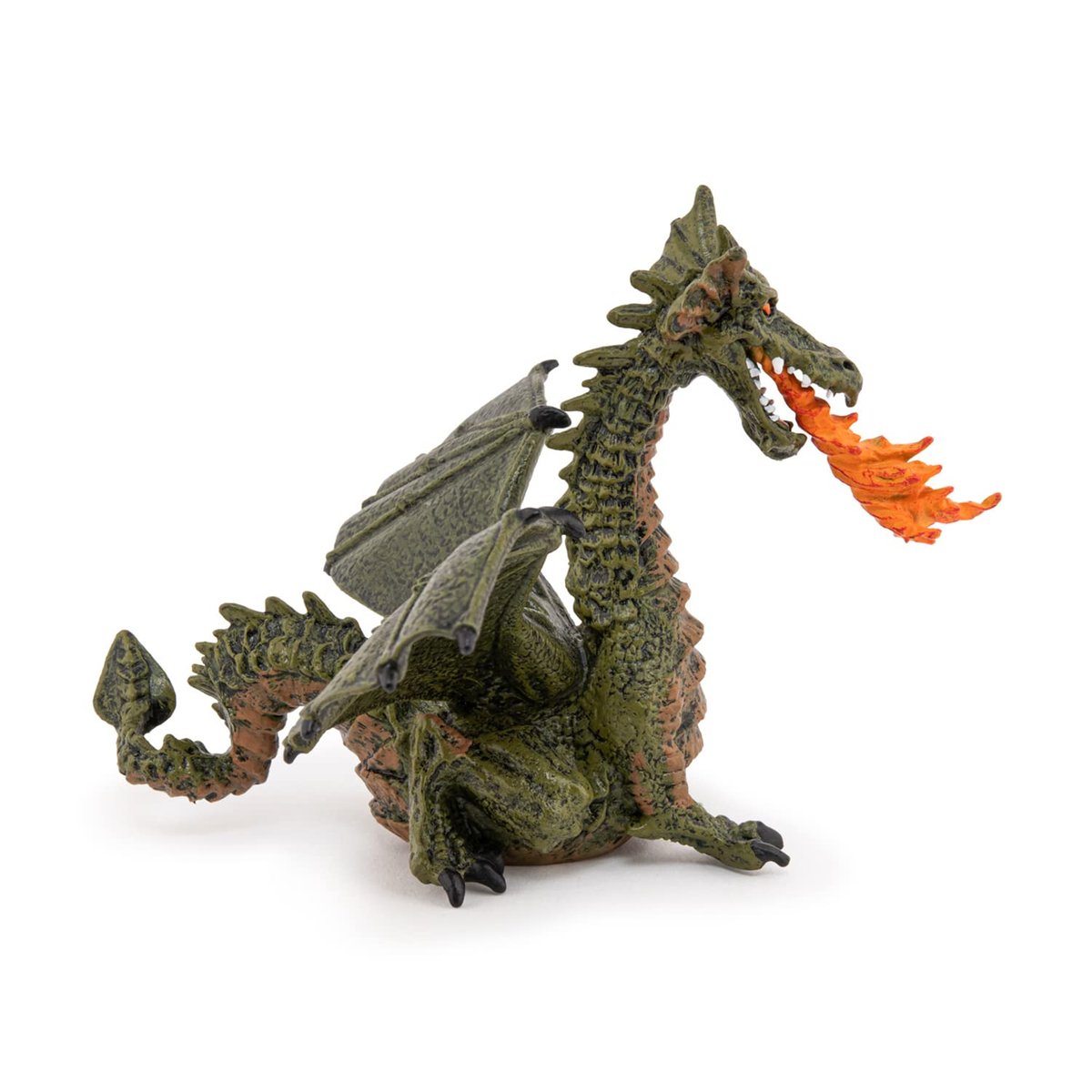 Figurine Dragon ailé vert avec flamme vert, PAPO