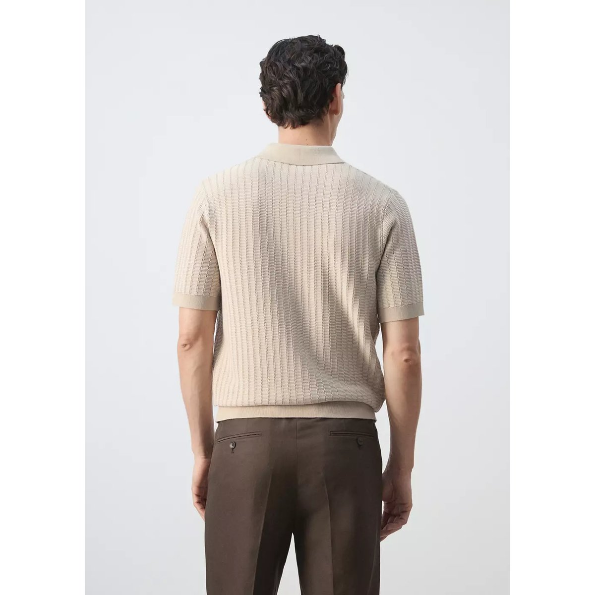 Chemise 100 % structure en maille sable, MANGO MAN