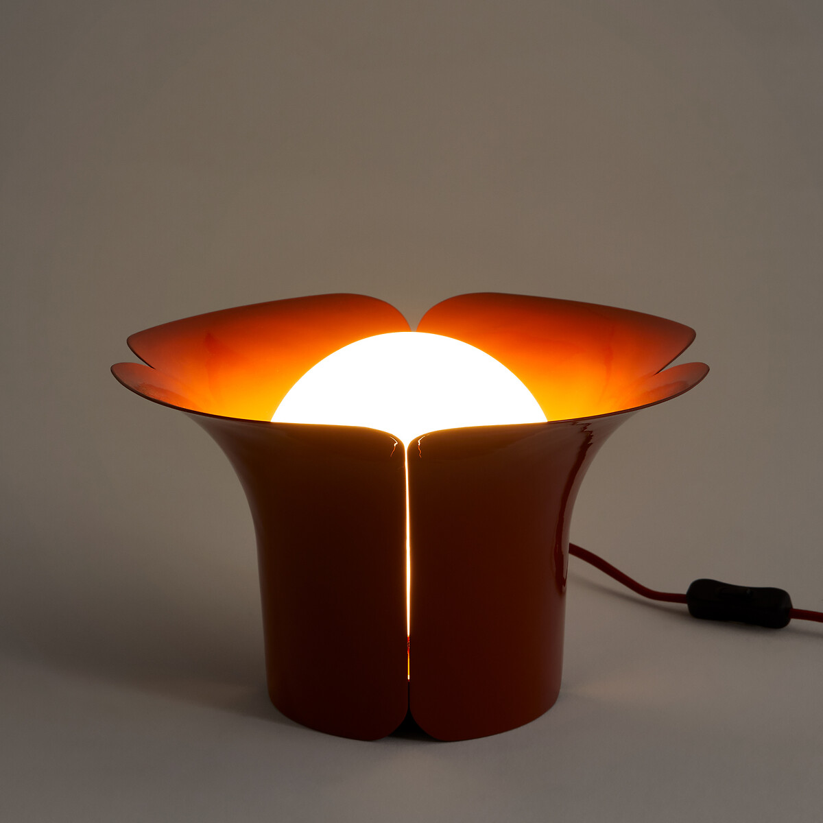 Lampe à poser tulipe, métal fer et opaline, Tessen sienne, LA REDOUTE INTERIEURS